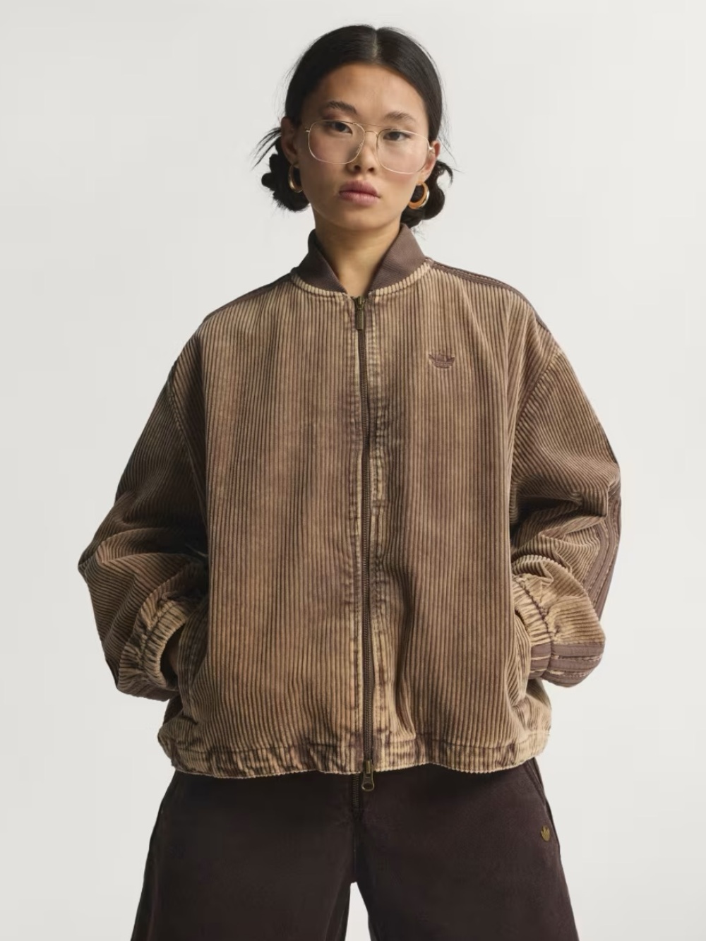 Adidas Oversized Corduroy Jacket in Earth Strata/ Brown